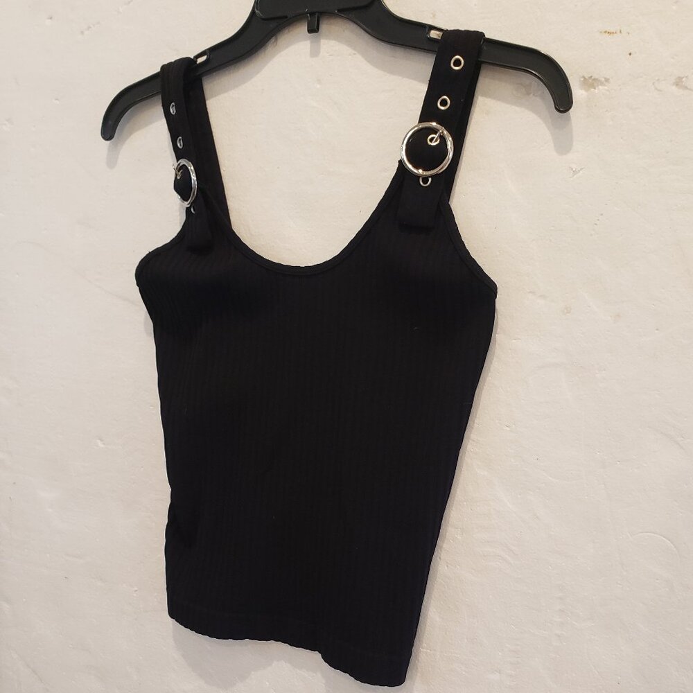 Bella Seamless Adjustable Stretch Tank Top with Silver Hardware - Picture 3 of 6